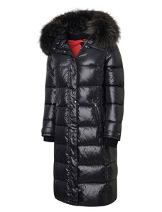 Péřový kabát s kapucí a límcem z mývala ROCKANDBLUE FARROW COAT 110 cm
