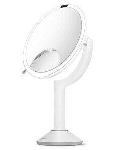 Kosmetické zrcátko Simplehuman Sensor TRIO, LED osvětlení, 1x/5x/10, dobíjecí, bílá nerez