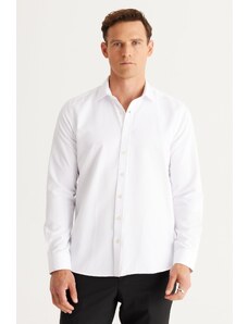 AC&Co / Altınyıldız Classics Men's White Slim Fit Slim Fit Classic Collar Dobby Shirt.