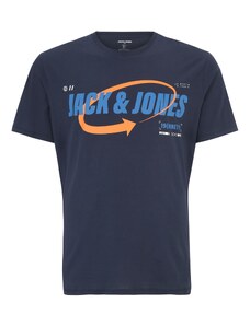 Jack & Jones Plus Tričko 'Black' modrá / námořnická modř / oranžová