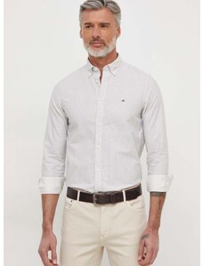 Košile Tommy Hilfiger béžová barva, slim, s límečkem button-down