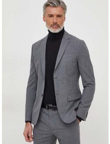 Vlněná bunda Calvin Klein šedá barva