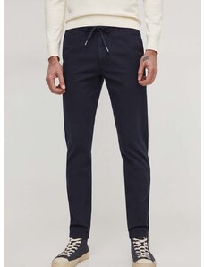 Kalhoty Tommy Hilfiger pánské, tmavomodrá barva, přiléhavé, MW0MW33918