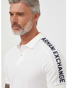 Bavlněné polo tričko Armani Exchange bílá barva, s aplikací, 3DZFLA ZJM5Z