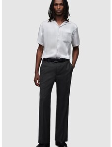 Vlněné kalhoty AllSaints Mount černá barva, jednoduché