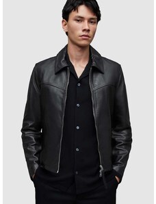 Kožená bunda AllSaints Tune pánská, černá barva, přechodná