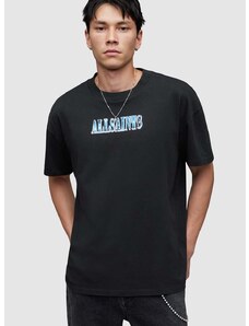 Bavlněné tričko AllSaints Quasar černá barva, s potiskem