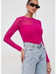 Tričko s dlouhým rukávem Karl Lagerfeld růžová barva