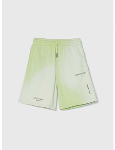 Dětské bavlněné šortky Calvin Klein Jeans zelená barva