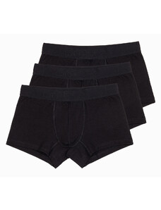 Ombre Clothing Pánské bavlněné boxerky s logem - 3-pack černé V1 OM-UNBO-0105