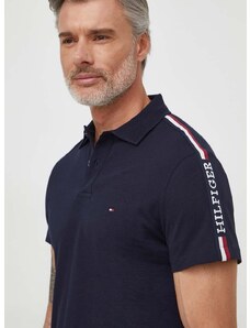 Bavlněné polo tričko Tommy Hilfiger tmavomodrá barva, s aplikací