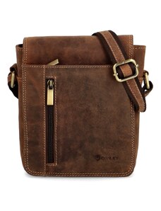 Pánská kožená crossbody/taška hnědá broušená - Diviley Theodore hnědá