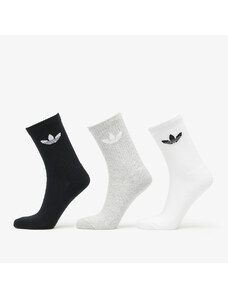 Pánské ponožky adidas Originals Trefoil Cushion Crew Sock 3-Pack White/ Medium Grey Heather/ Black