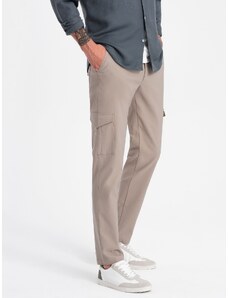 Ombre Men's REGULAR fabric pants with cargo pockets - beige