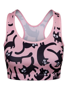 Veselá dámská sportovní podprsenka Dedoles Růžové kočky (D-W-AW-GB-C-RP-0079)