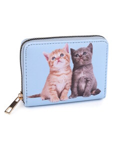 Charm Kompaktní dětská peněženka blankytná motiv dvou koček 9,5x12,5 cm