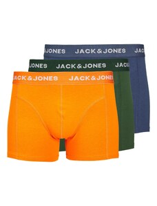 JACK & JONES Boxerky 'Kex' tmavě modrá / tmavě zelená / oranžová / bílá
