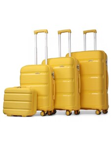 KONO Set 4 kufrů z polypropylenu - 15L, 44L, 77L, 111L - žlutá