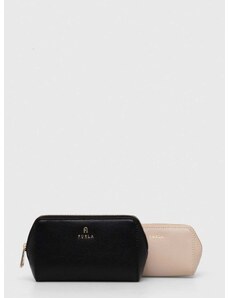 Kožená kosmetická taška Furla 2-pack černá barva