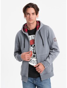 Ombre Washable men's unbuttoned hooded sweatshirt - light blue