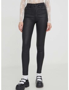 Kalhoty Abercrombie & Fitch dámské, černá barva, přiléhavé, high waist