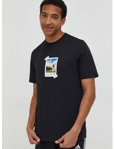 Bavlněné tričko adidas černá barva, s potiskem, IN6439