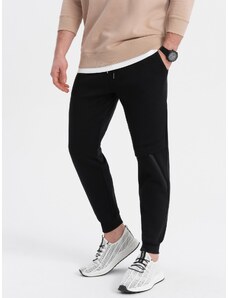 Ombre Men's sweatpants with stitching and zipper on leg - black