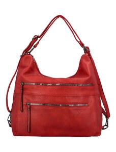 INT COMPANY Stylový dámský koženkový kabelko/batoh Irseya, červený