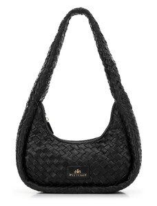 Malá dámská kabelka vyrobená z tkané kůže Wittchen, černá, přírodní kůže
