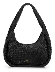 Dámská kabelka vyrobená z tkané kůže Wittchen, černá, přírodní kůže
