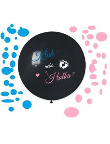 SMART Balón latexový s nápisem " Kluk nebo holka ? " (+ konfety) - Gender reveal - Baby shower - 80 cm