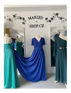 Marizu shop Marizu fashion plus size krásné královské modré plesové společenské šaty pro plnoštíhlou postavu