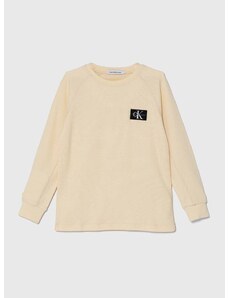 Dětská bavlněná košile s dlouhým rukávem Calvin Klein Jeans béžová barva
