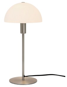 Nordlux Opálově bílá skleněná stolní lampa Ellen se stříbrnou podstavou