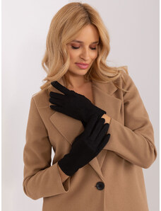 Fashionhunters Černé hladké zimní rukavice