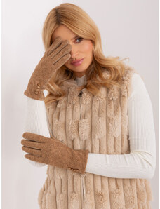 Fashionhunters Velbloudí zimní rukavice s knoflíky