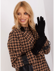 Fashionhunters Černé rukavice s geometrickým vzorem
