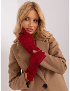 Fashionhunters Červené hladké rukavice s páskem