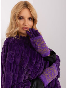 Fashionhunters Tmavě fialové dvoudílné rukavice