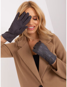 Fashionhunters Tmavě šedé elegantní dámské rukavice