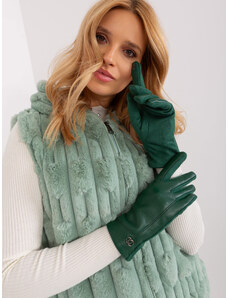 Fashionhunters Tmavě zelené zateplené dámské rukavice