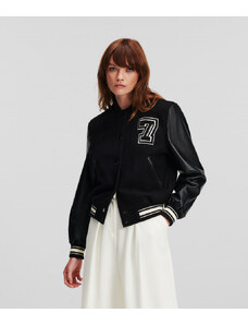 BUNDA KARL LAGERFELD WOOL & LEATHER VARSITY BOMBER