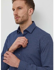 Košile Calvin Klein pánská, tmavomodrá barva, slim, s klasickým límcem, K10K112311