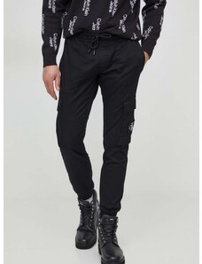 Kalhoty Calvin Klein Jeans pánské, černá barva, ve střihu cargo, J30J324696