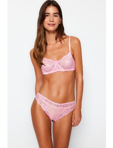 Trendyol Pink Lace Underwire Capless Knitted Lingerie Set