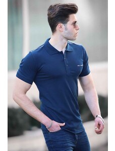 Madmext Men's Navy Blue Polo Neck T-Shirt 4558