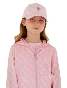 Dětská bavlněná kšiltovka Guess růžová barva