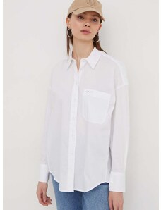 Košile Tommy Jeans dámská, bílá barva, relaxed, s klasickým límcem