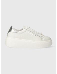 Kožené sneakers boty Twinset bílá barva, 241TCP050