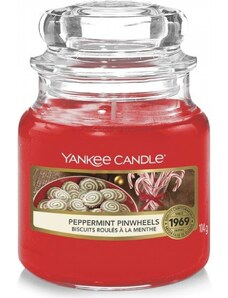 Yankee Candle vonná svíčka Classic ve skle malá Peppermint Pinwheels 104 g